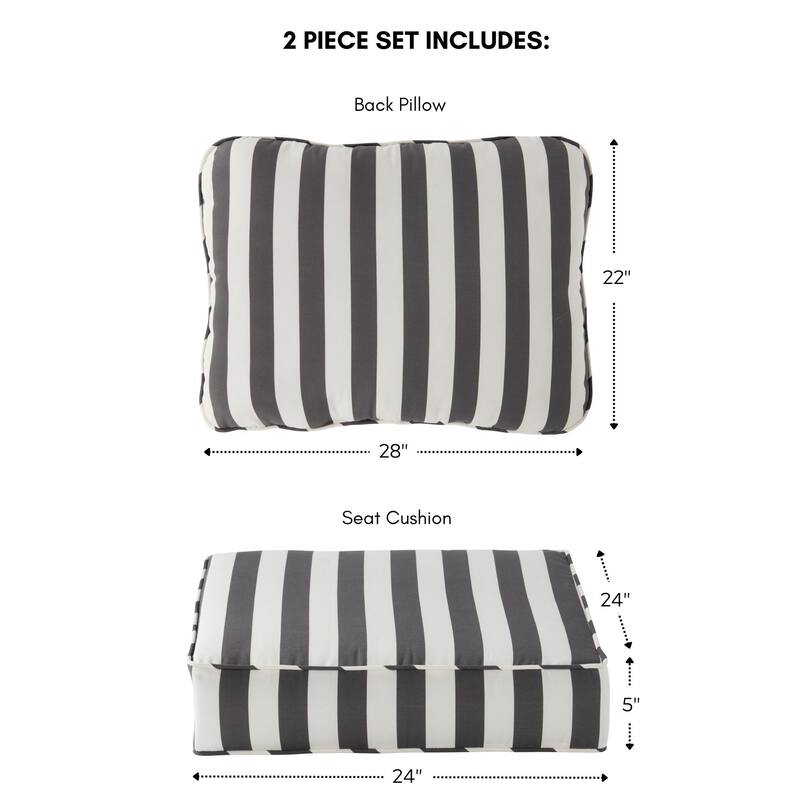 Outdoor 2-Piece Reversible Deep Seat Cushion Set (Cushions Only)