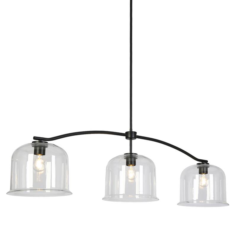 Modern Industrial Large 56"W Black 3-Light Linear Island Chandelier for Kitchen Island Dining Room - 55.9" W x 12" D x 14.2" H