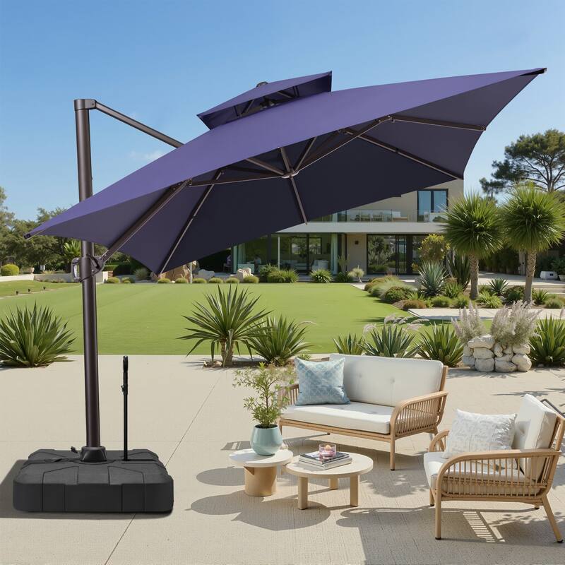 13 x 10ft Outdoor Patio Cantilever Offset Umbrella with Base