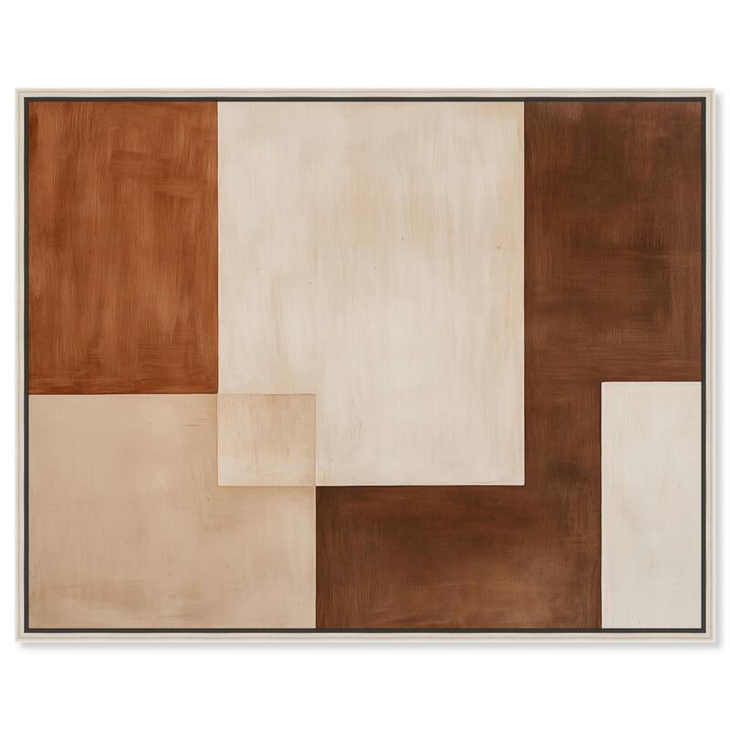 Cream and Brown Panels IV Canvas by Art Remedy - Silver - 30" x 24"