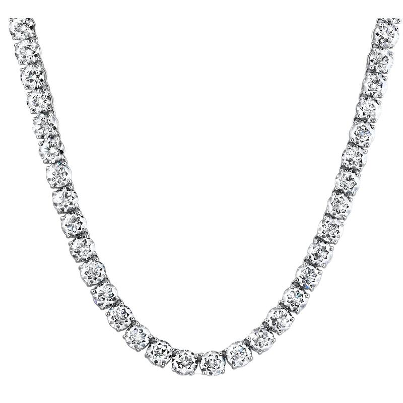 54Ct TW Diamond Tennis Necklace White Gold 16.5" Lab Grown