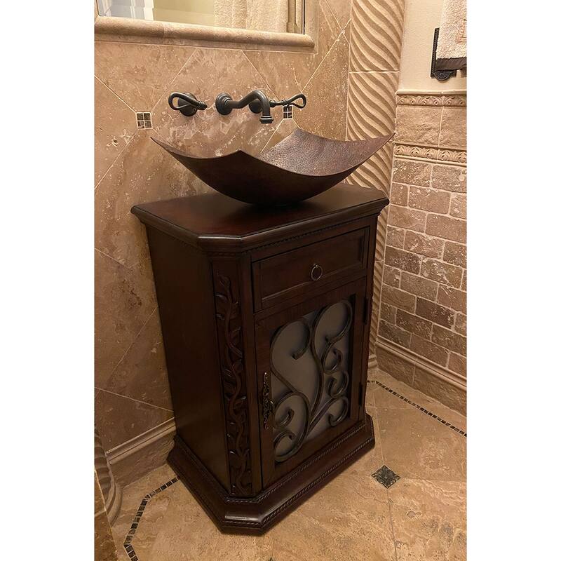 18-in Rectangle Modern Slope Hammered Copper Sink (VREC18MSDB)