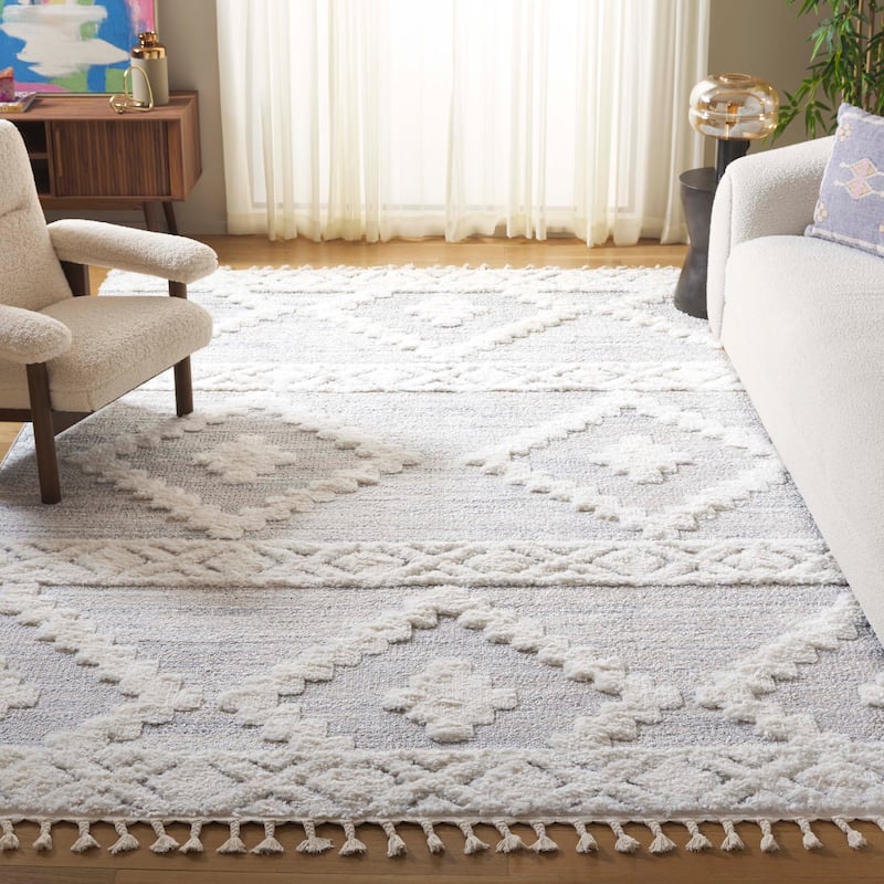 SAFAVIEH Moroccan Tassel Shag Marybelle 2-inch Thick Rug - 11' x 15' - Ivory/Beige