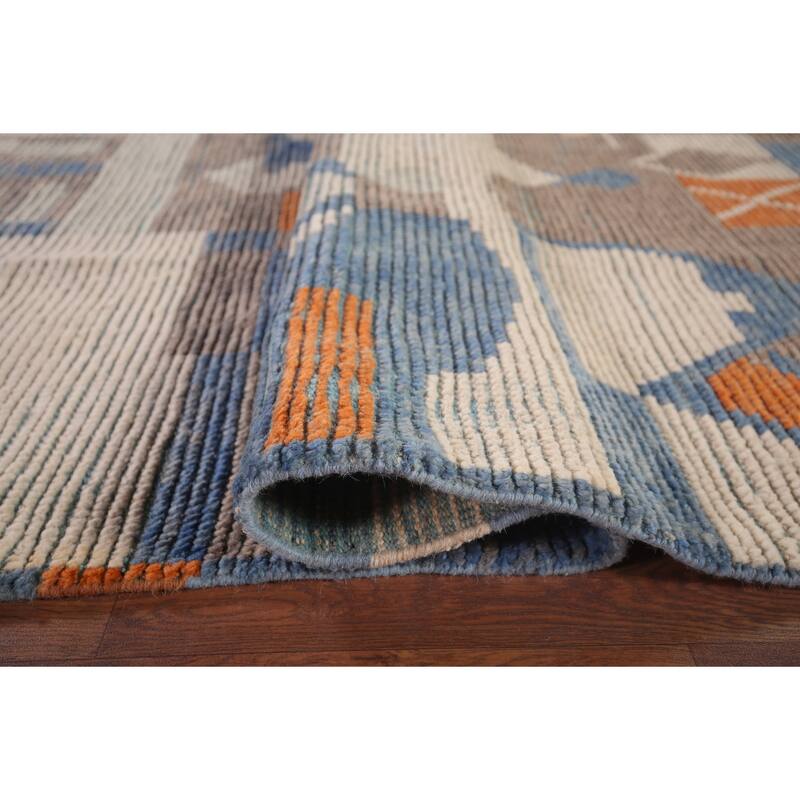 Contemporary Moroccan Abstract Area Rug Hand-Knotted Wool Carpet - 7'1"x 10'4"