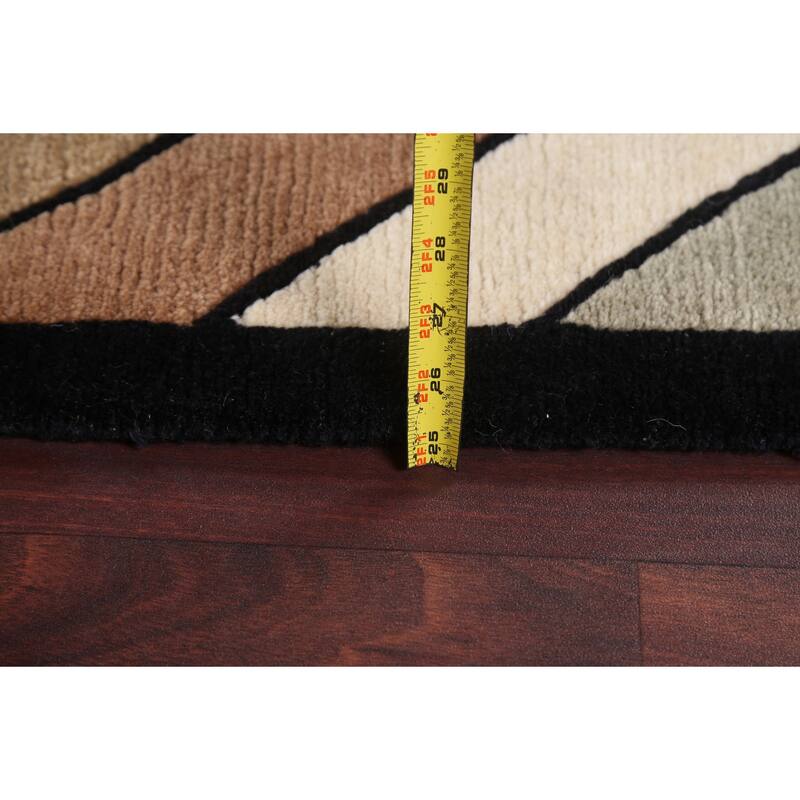 Contemporary Nepalese Vegetable Dye Area Rug Hand-knotted Wool Carpet - 6'1" x 8'10"