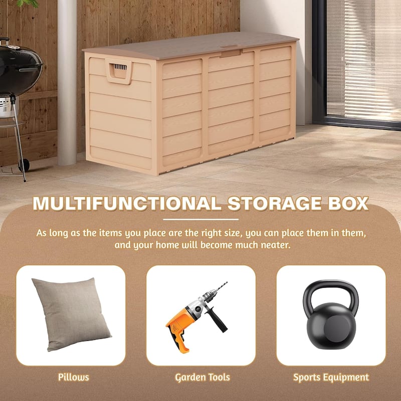 SUNCROWN 75-120 Gallon Weatherproof Resin Outdoor Storage Deck Box for Furniture and Supplies