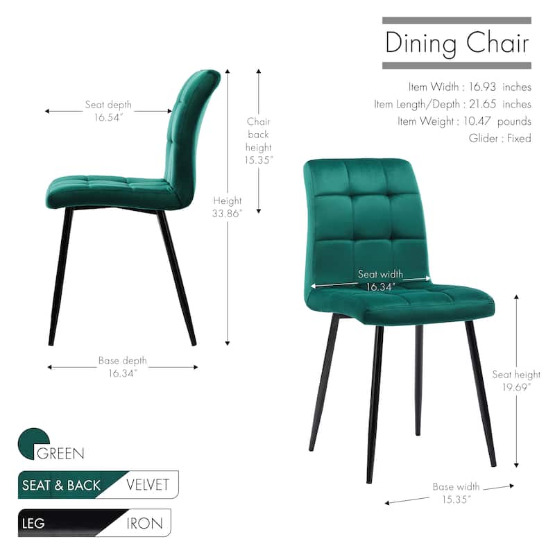 Porthos Home Pacie Velvet Dining Room Chairs (Set of 2)