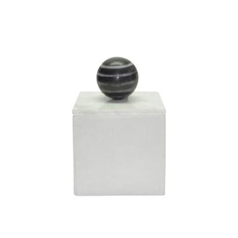 Marble, 4x6 Box with Orb, White 6.0"H - 4.0" x 4.0" x 6.0"