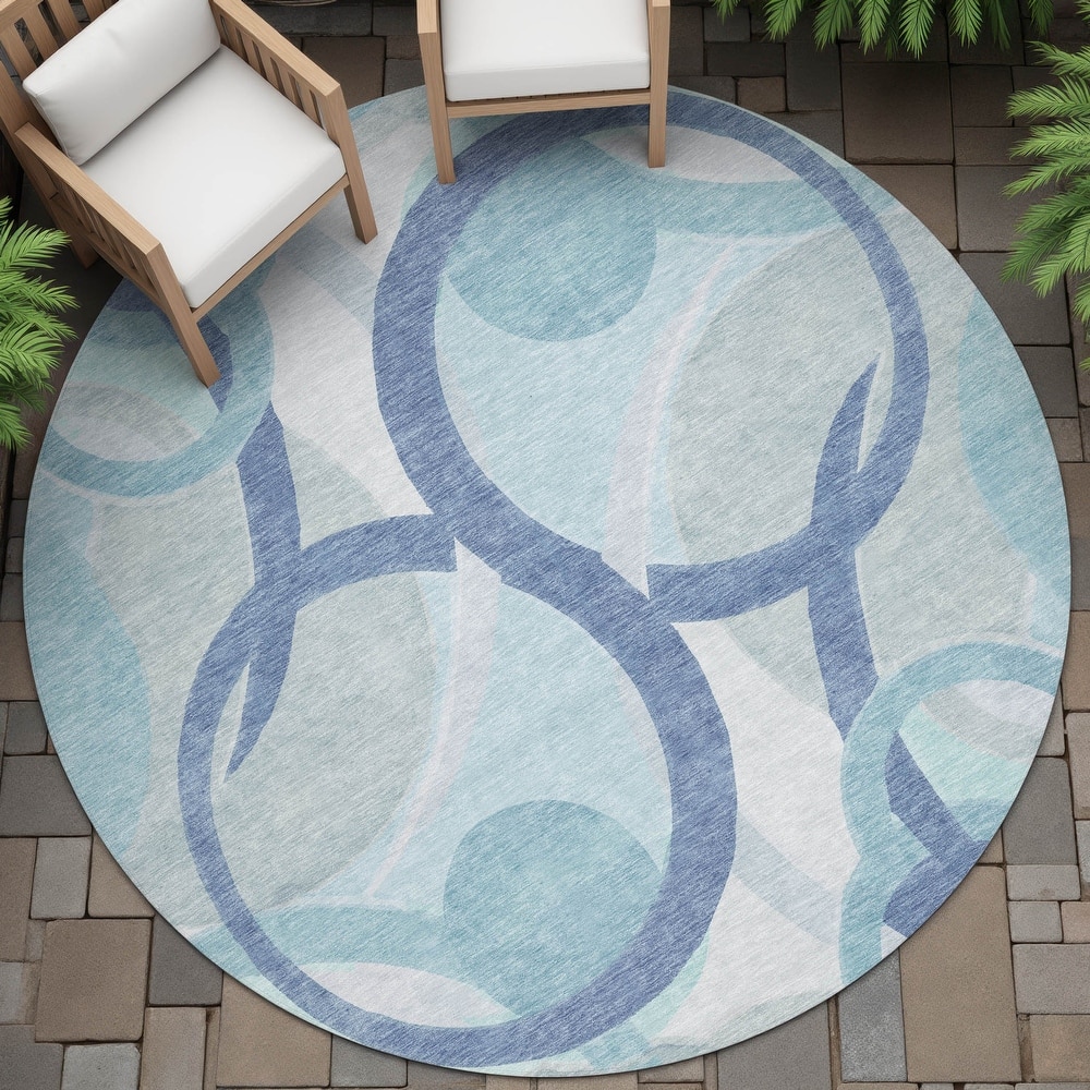 Machine Washable Indoor/Outdoor Contemporary Deco Chantille Rug