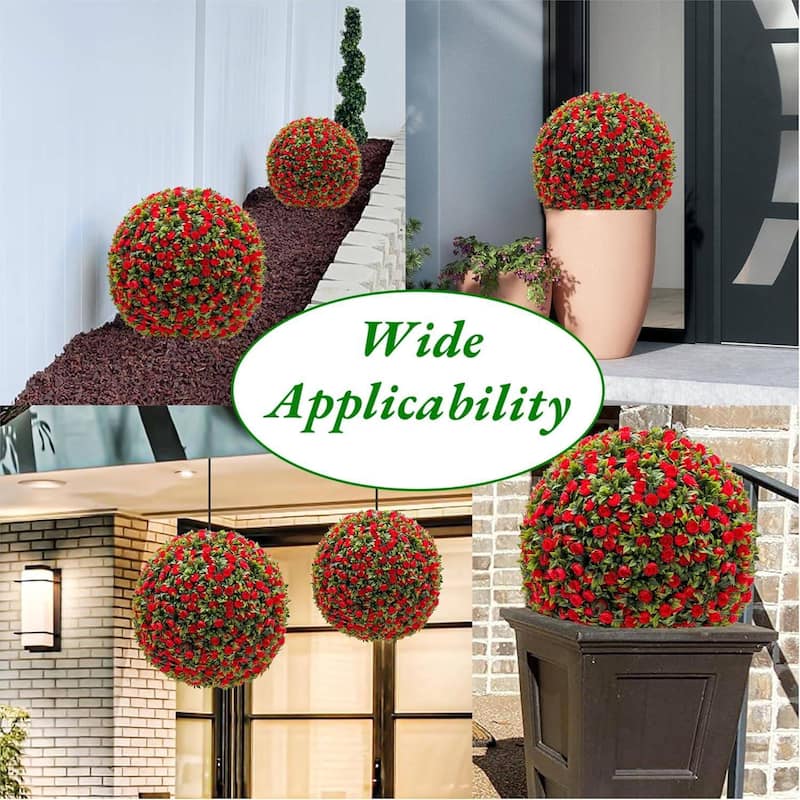 2PCS 15" Artificial Flower Topiary Decorative Balls for Home Decor - 15.7 inch