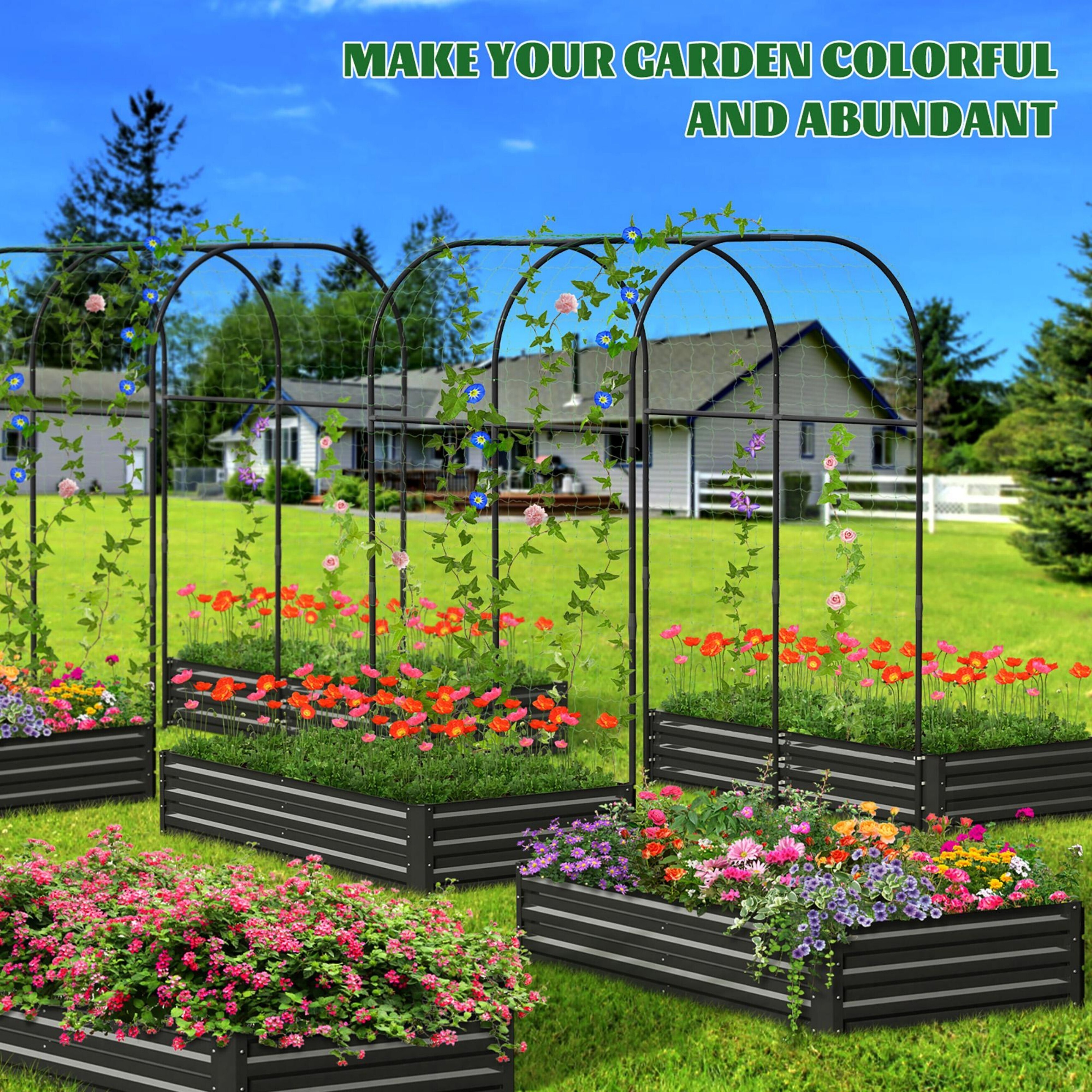 DoCred Galvanized Raised Garden Bed with 85in Plant Support