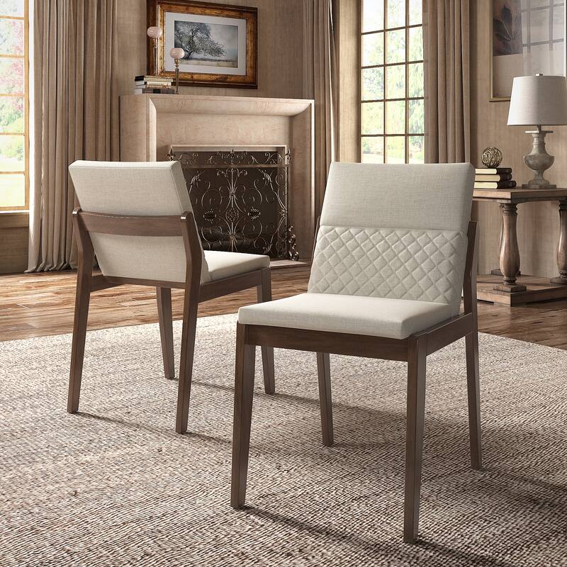 Norvik Beige Linen and Wood Dining Chairs (Set of 2) by iNSPIRE Q Modern