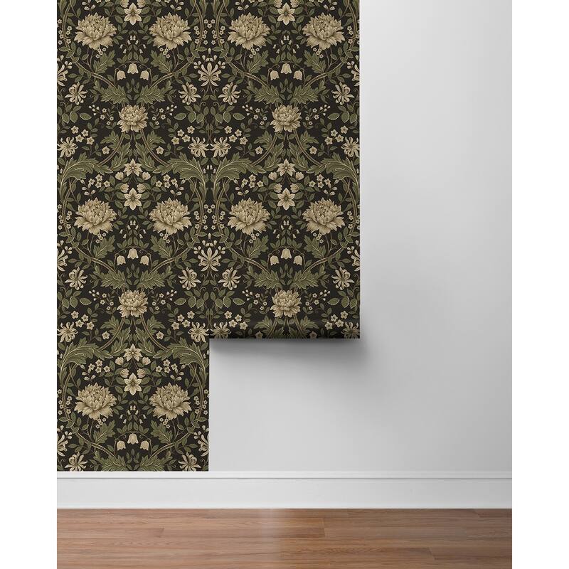 Seabrook Designs Honeysuckle Floral Prepasted Wallpaper