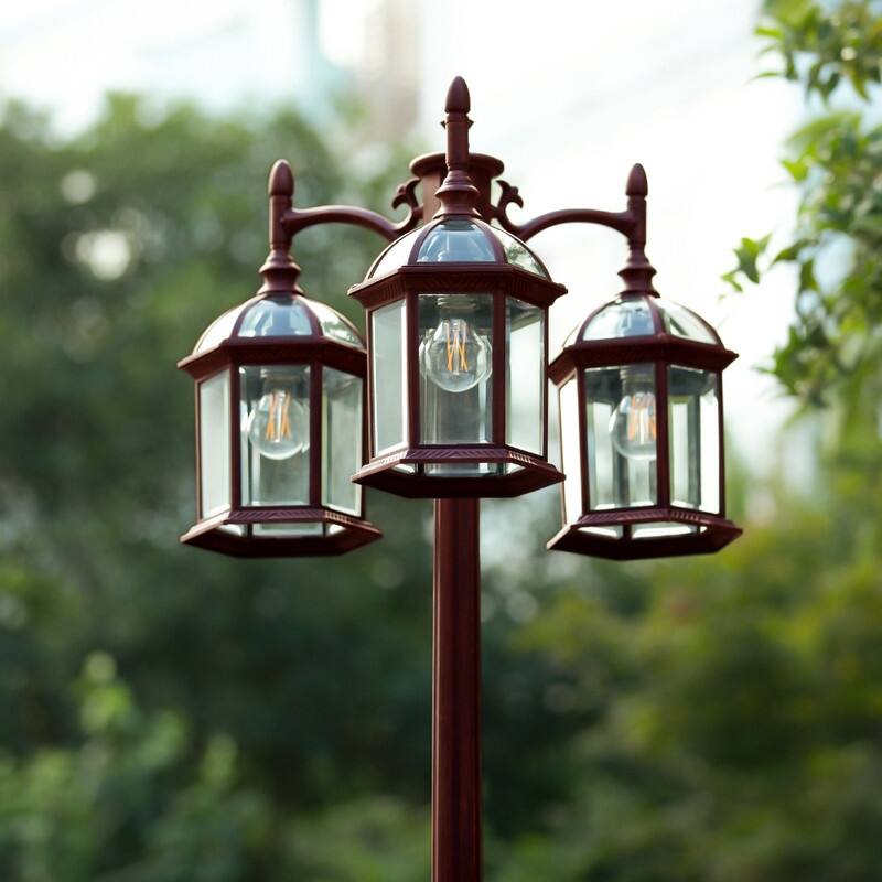 Lutec 3-Head Rust Outdoor Post Light - 22.40 x 78.2 x 22.40