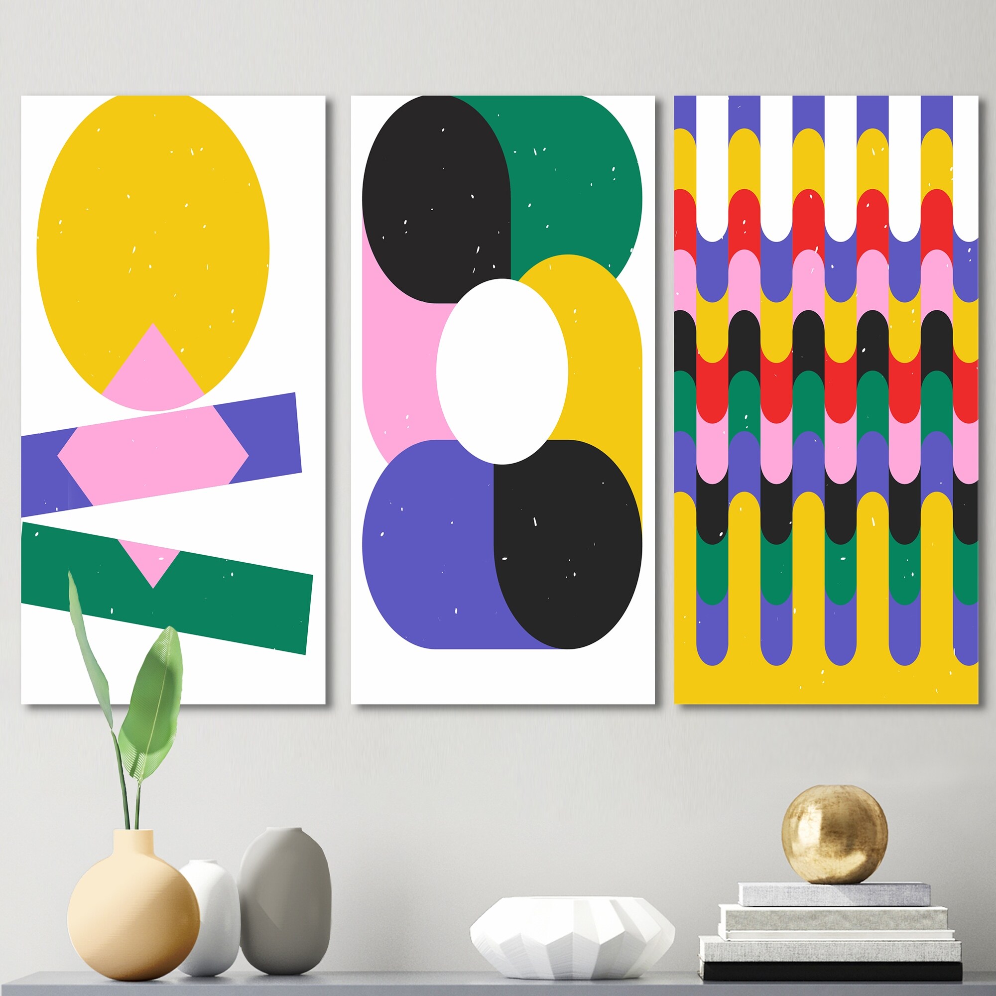 Retro Abstract Minimalist Colorful Geometrics VII - Modern Art Print by Designart-image