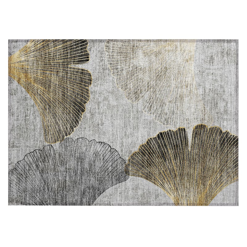 Machine Washable Indoor/ Outdoor Chantille Modern Floral Rug