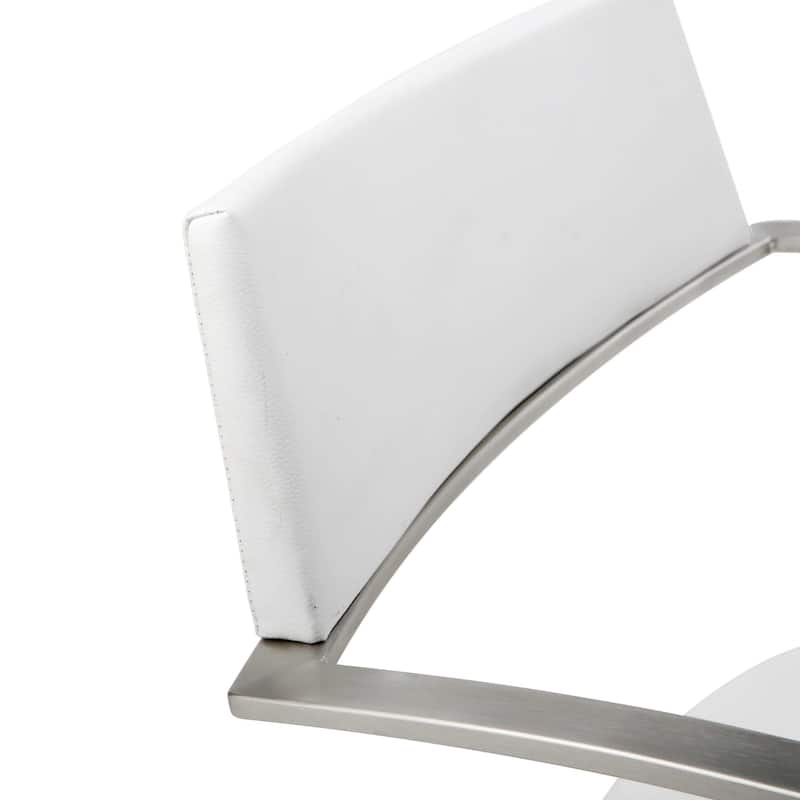 21" Modern Stainless Steel Base Bar Stool with Faux Leather Bucket Seat and Adjustable Lever Lift - 21"L x 20"W x 36-46"H