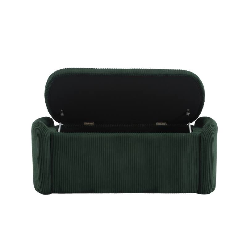 Entryway Upholstered Fabric Storage Ottoman