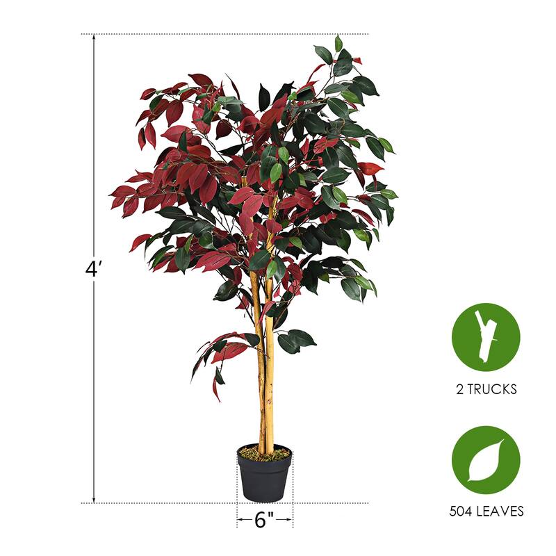 4FT Fake Tree Artificial Greenery Plants Pot Decorative Trees