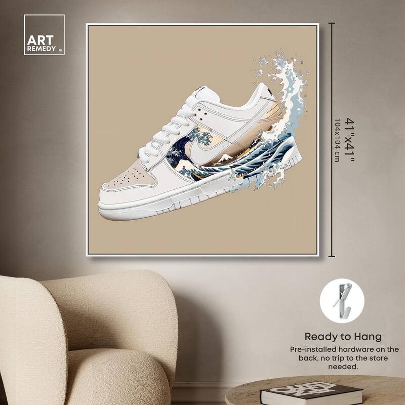Great Wave Sneaker Splash Canvas by Art Remedy
