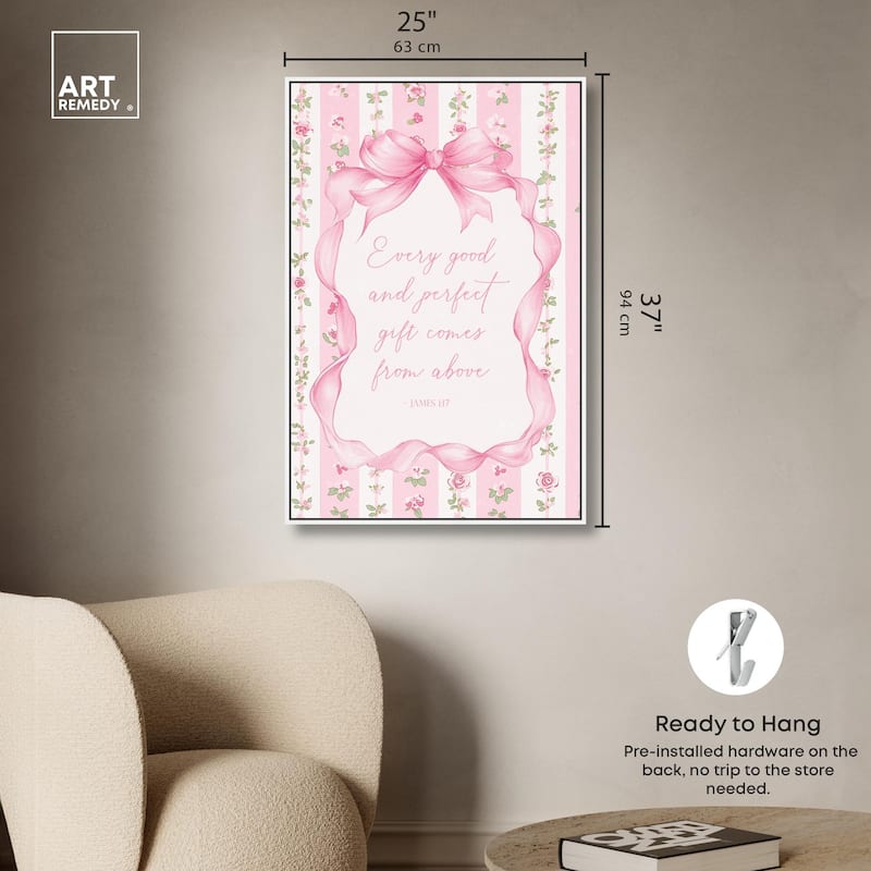 Good and Perfect Gift Bow Canvas by Art Remedy