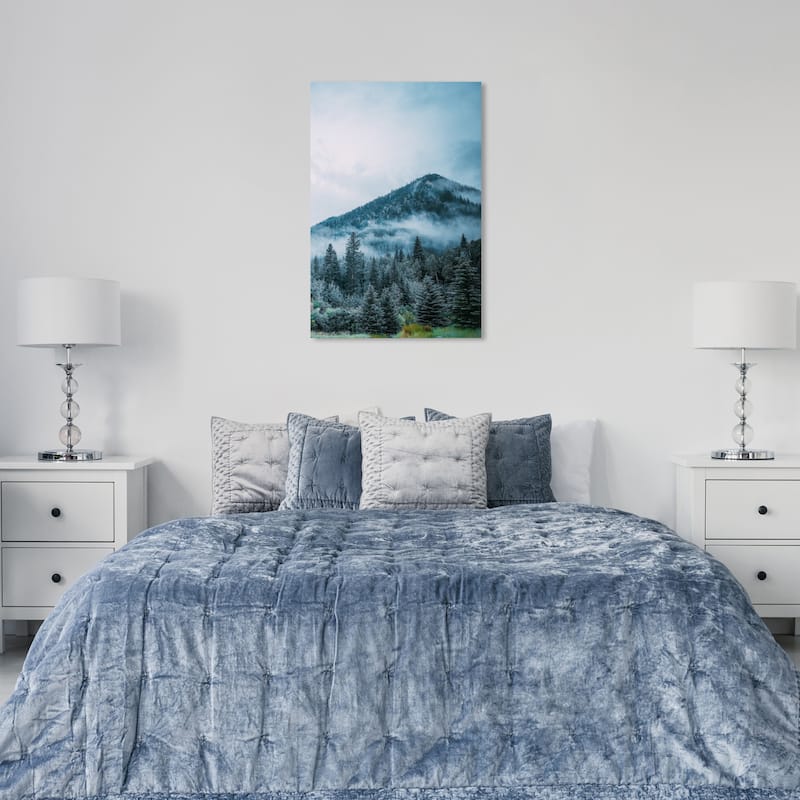 Wynwood Studio Canvas Nature and Landscape Pines in the Forest Blue and Modern & Contemporary Wall Art Canvas Print - 36 x 24