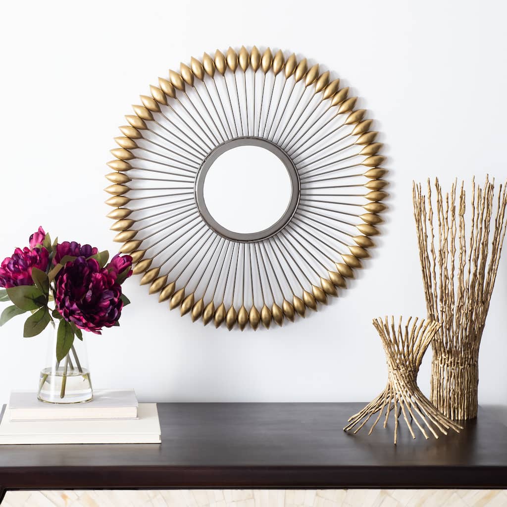 SAFAVIEH Stormy 23-inch Gold Round Mirror - 23" W x 1.5" L x 23" H - 23Wx2Dx23H