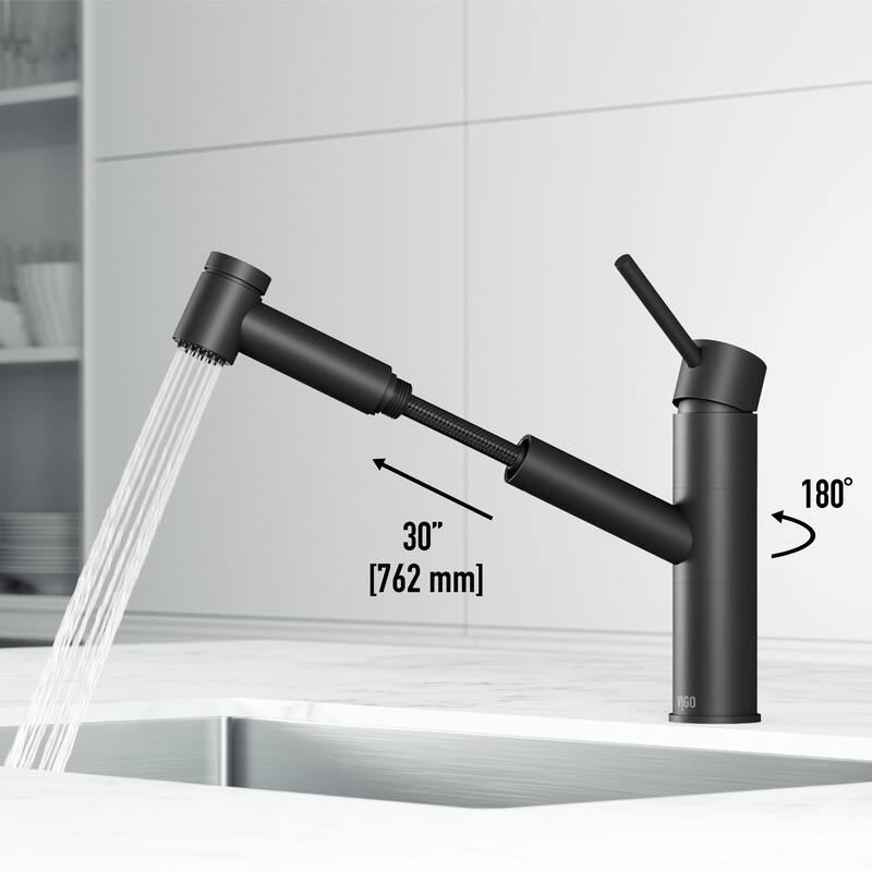 VIGO Branson 9" H Single Handle Pull-Out Sprayer Kitchen Faucet