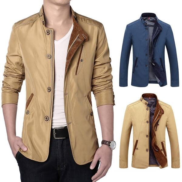 Shop Autumn Fashion Men S Jacket Casual Suit Trenchcoat Button