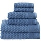 preview thumbnail 69 of 88, Great Bay Home Cotton Diamond Textured Towel Set 6 Piece Set - Blue