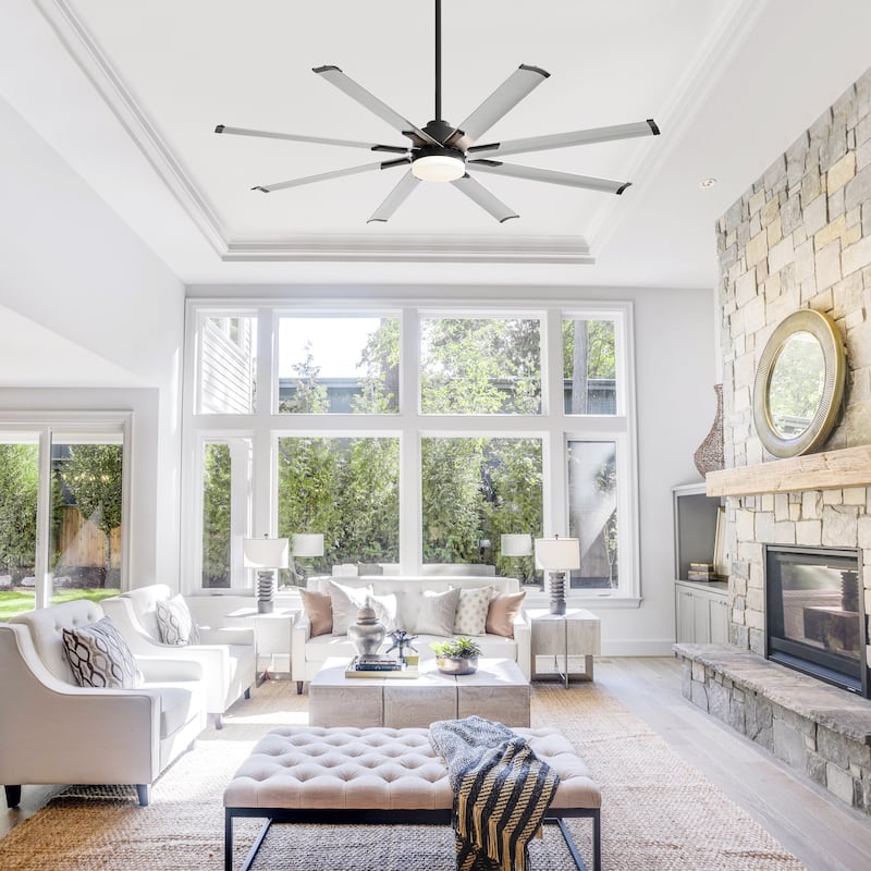 72-in Gold LED Indoor Chandelier Ceiling Fan with Light Remote (8-Blade)