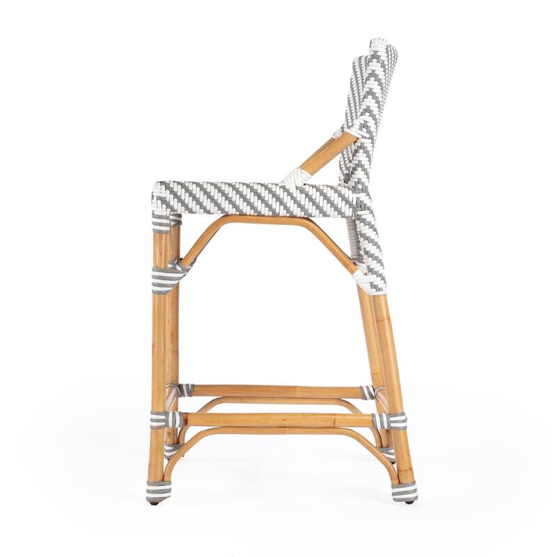 Creanly 25.25"H Seat Rattan Counter Stool with Back