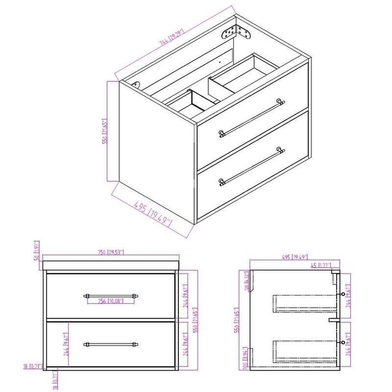 Victoria 30'' Wall-Mounted Vanity Set with Motion Sensor LED light Top Cabinet.