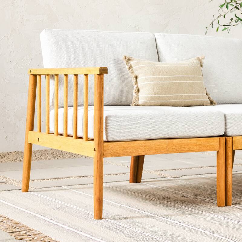 Walker Edison Solid Wood Spindle Sofa-Chaise