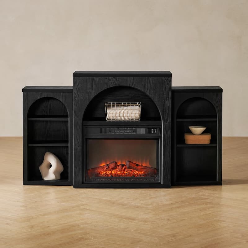 Mopio Blake Electric Fireplace Mantel TV Stand - Black