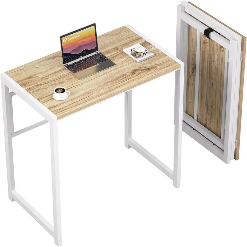 Desk for Small Spaces - 18.9"D x 31.5"W x 29.53"H - Oak White