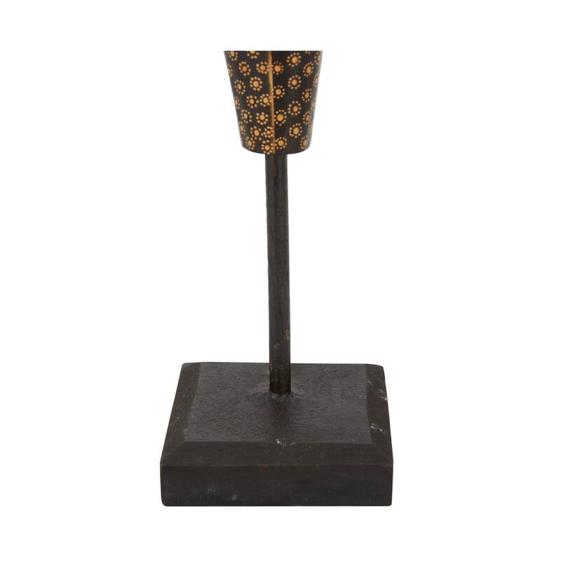 Wood Woman Standing African Sculpture with Baskets on Their Heads - Set of 3 Black - Roche River Decor
