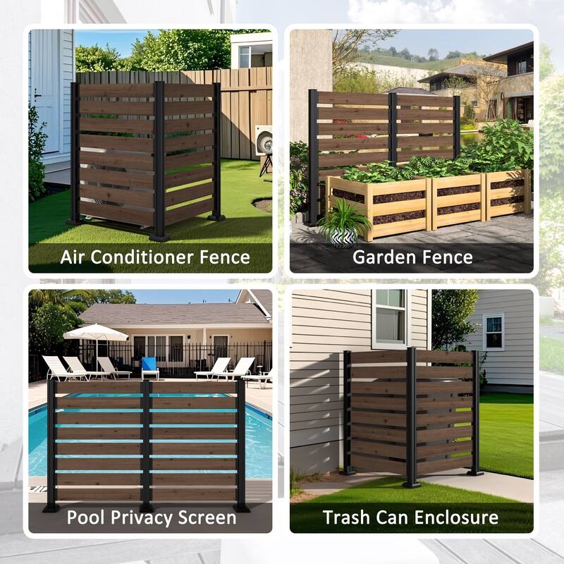 VEIKOUS Versatile 4-Sided Wooden Privacy Panels, L-Shape or Straight Line Fence for Garden, Pool, AC Unit, and Trash Enclosure