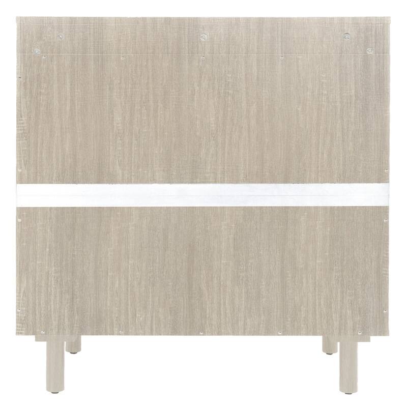 Rustic Style Living Room Storage Cabinet with Rattan Decorative Doors