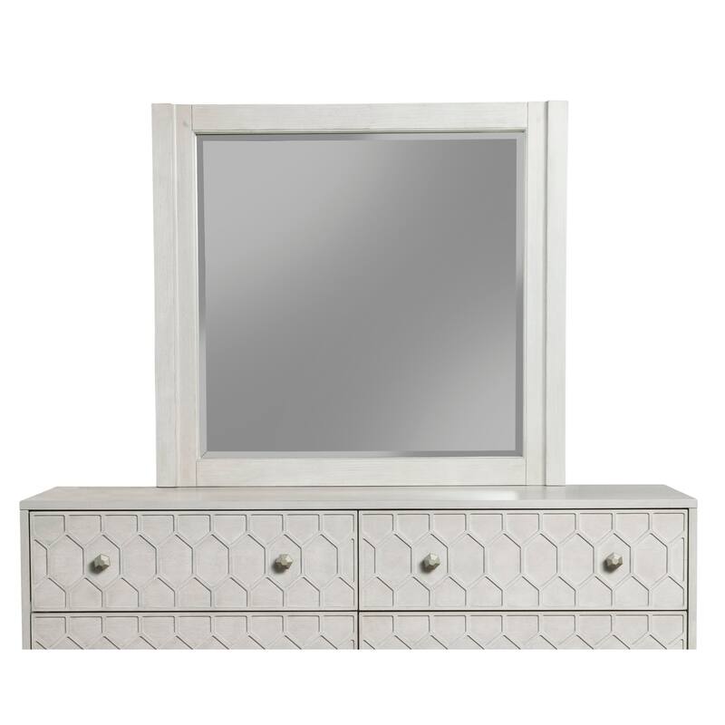 Origins by Alpine Denver Wood Mirror in Light Gray - White