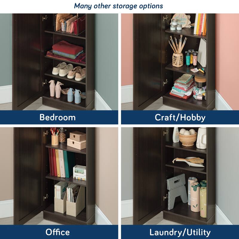 Engineered Wood Contemporary Corner Storage Cabinet with 5 Shelves, Brown - 20.79" W × 19.45" D × 71.42" H