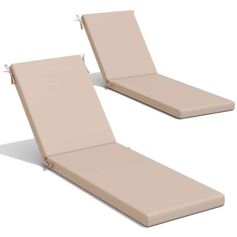 Outdoor Patio Chaise Lounge Cushion with Sunbrella - 2PC-80'' - Beige