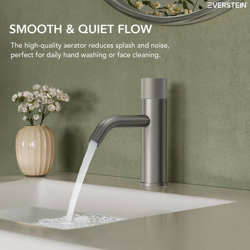 Modern 1-Handle Single Hole Bathroom Faucet with Anti-Slip Handle