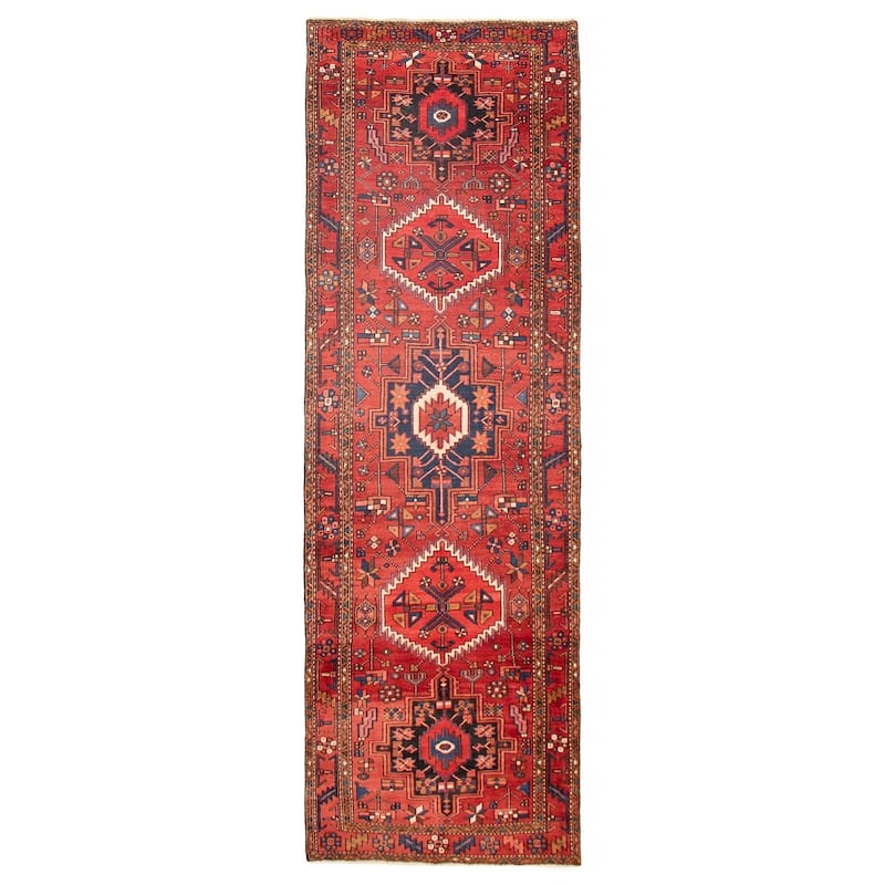 ECARPETGALLERY Hand-knotted Sarabi Red Wool Rug - 3'7 x 11'2 - Red - 3'7 x 11'2