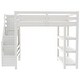 preview thumbnail 5 of 7, Full Size Loft Bed w/Shelves,Storage Staircase,Wardrobe and LED Light