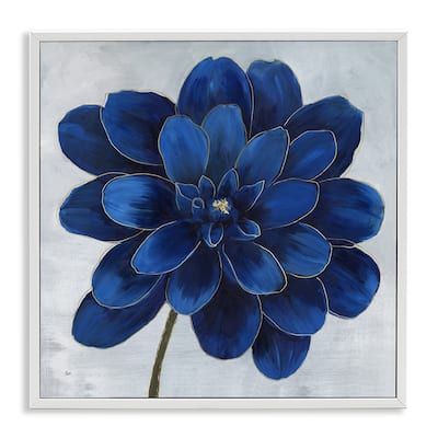 Stupell Modern Deep Blue Floral Carnation Flower Petal Outline Framed Wall Art