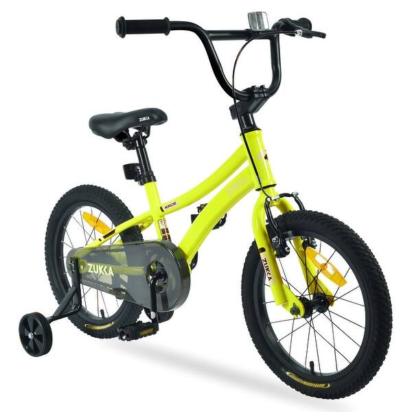 slide 2 of 20, Kids Bike,16 Inch Kids' Bicycle with Training Wheels Yellow