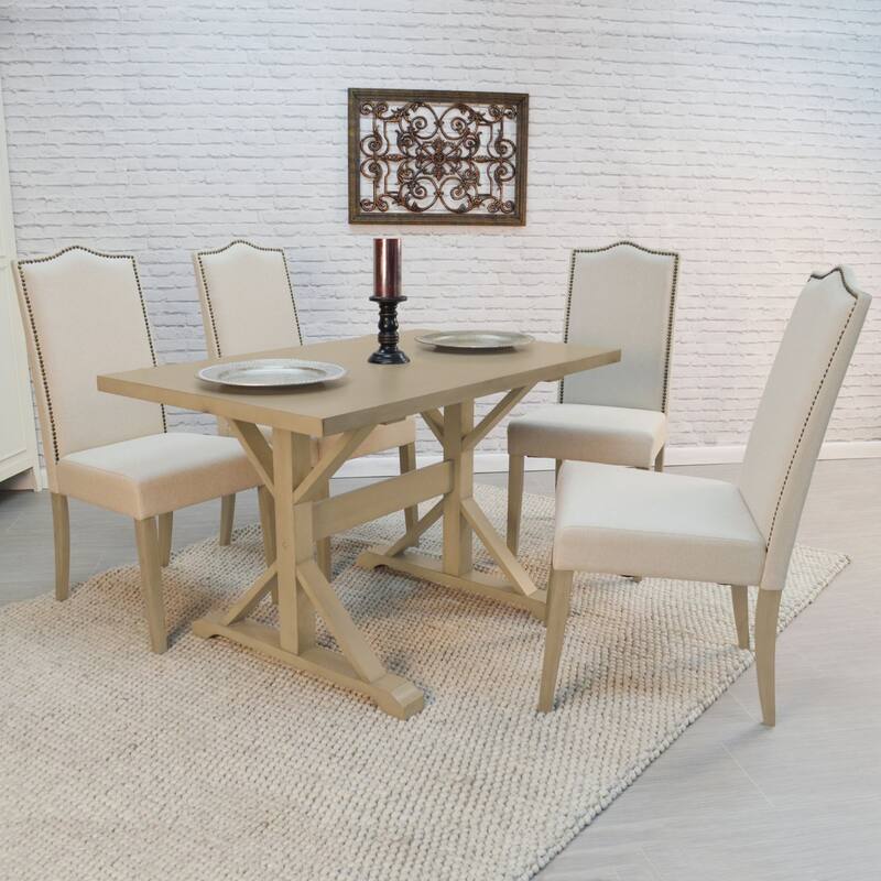Upholstered Armless Dining Chair with Tapered Legs - 41.5" - Brown