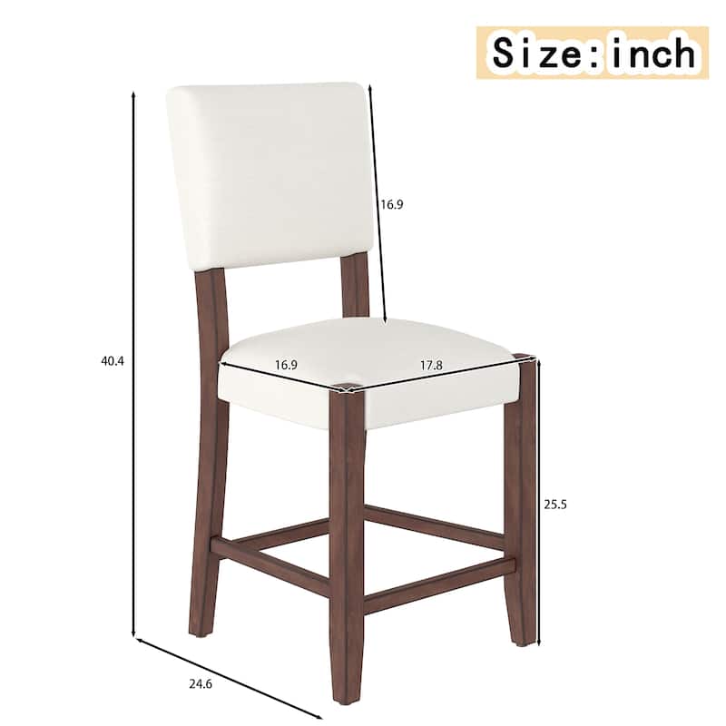 24.6" Modern Linen Upholstered Dining Chairs with Wood Legs (Set of 4)