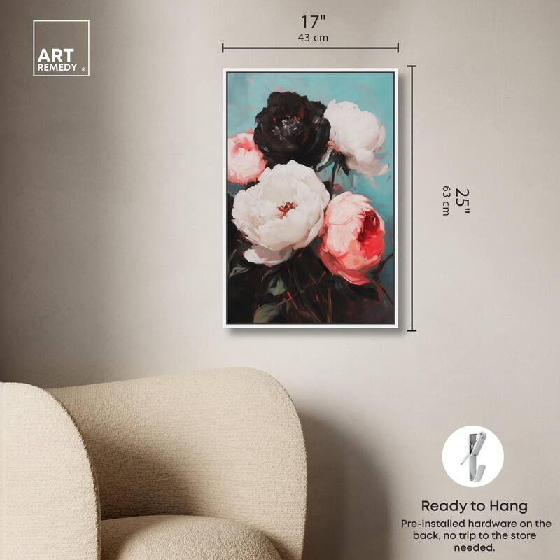 Three Shades of Peony III Canvas by Art Remedy
